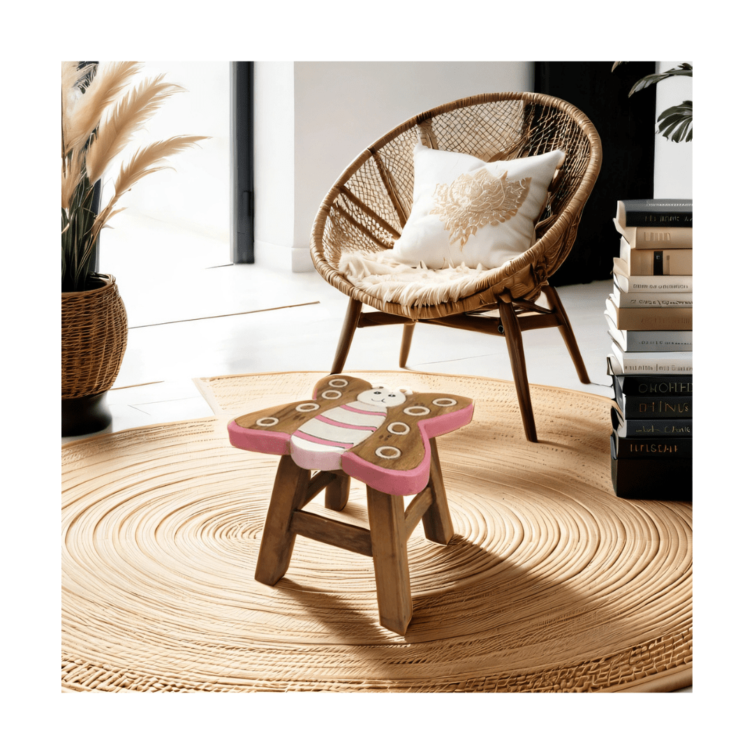Wooden Kids Stool - Butterfly