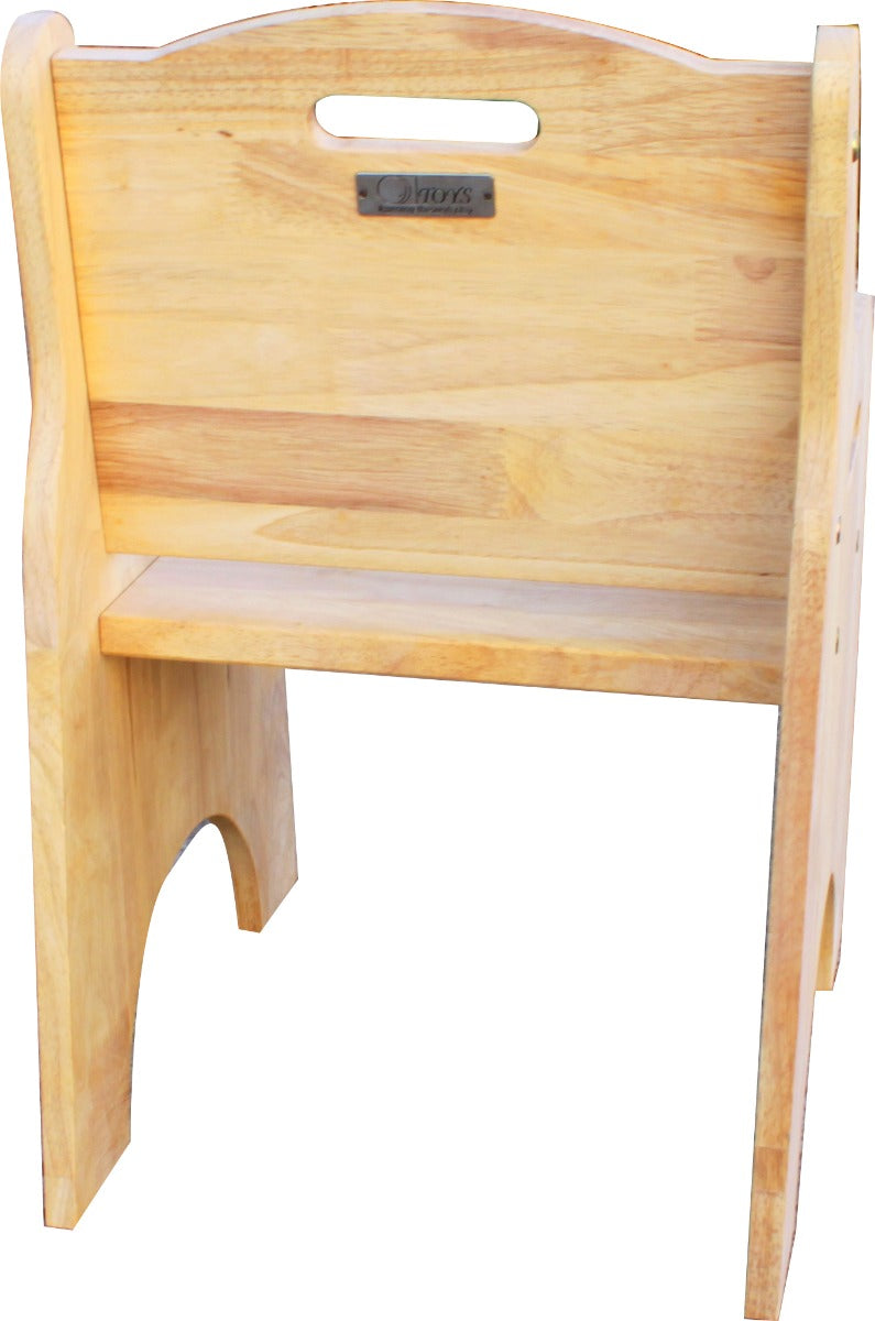 Wooden step stool with a white background