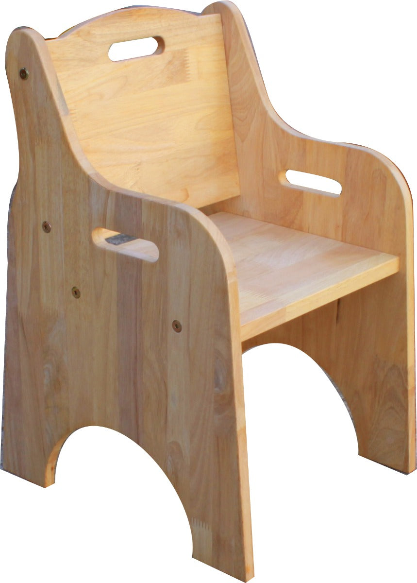 Wooden chair with a seat and backrest on a white background