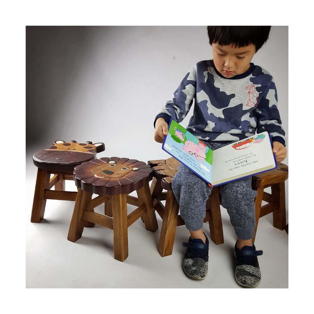 Wooden Kids Stool - Lion
