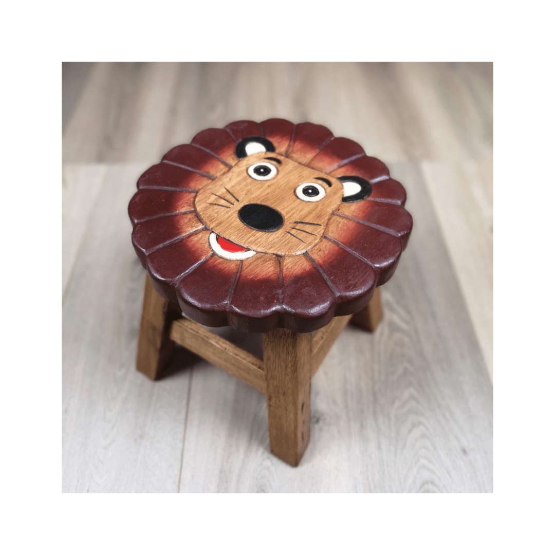 Wooden Kids Stool - Lion