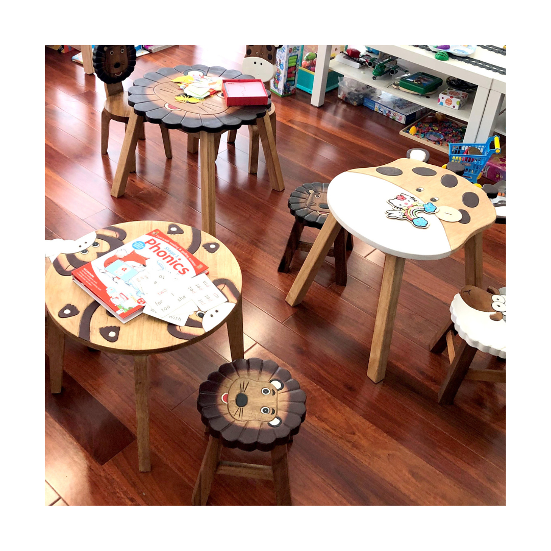 Wooden Kids Stool - Lion