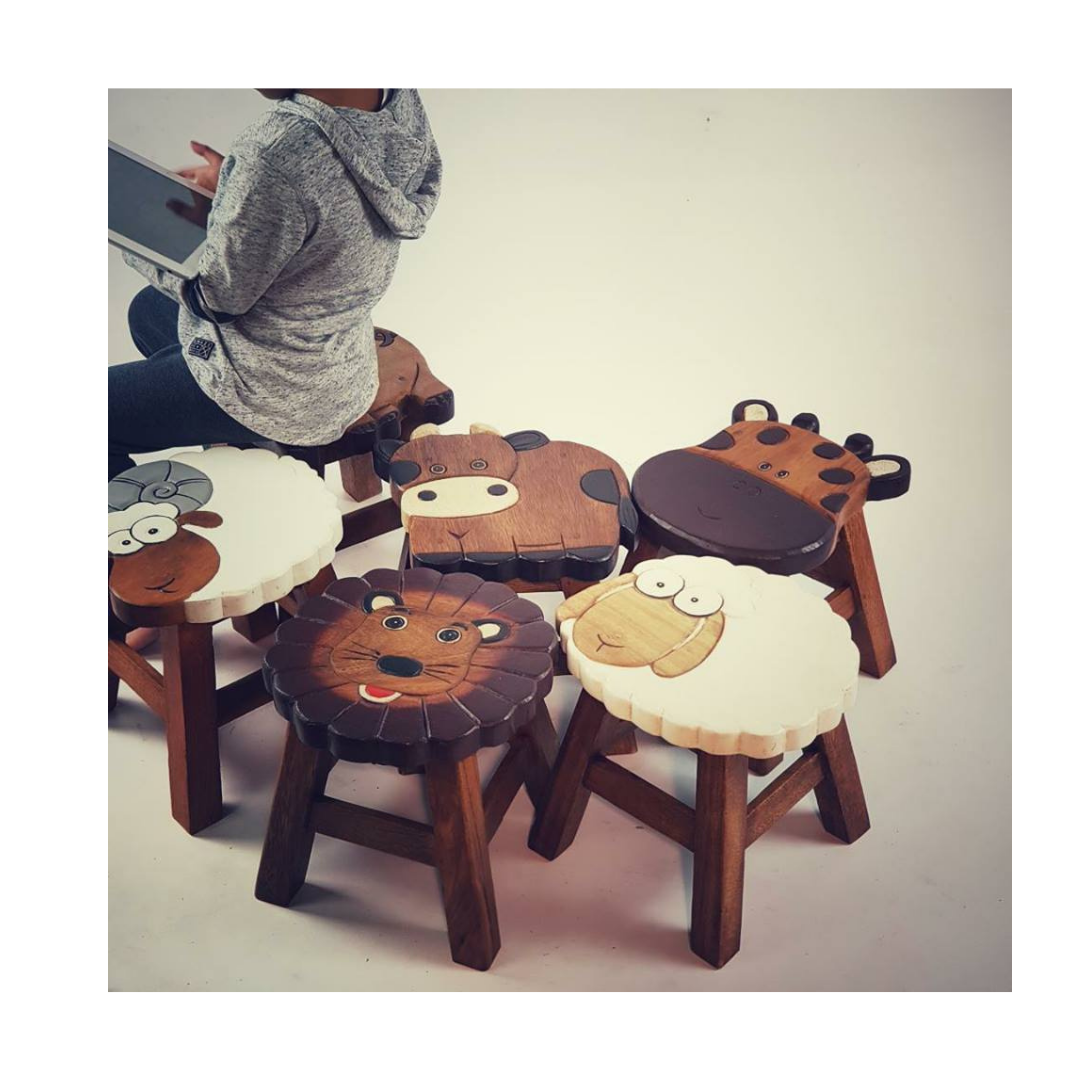 Wooden Kids Stool - Lion