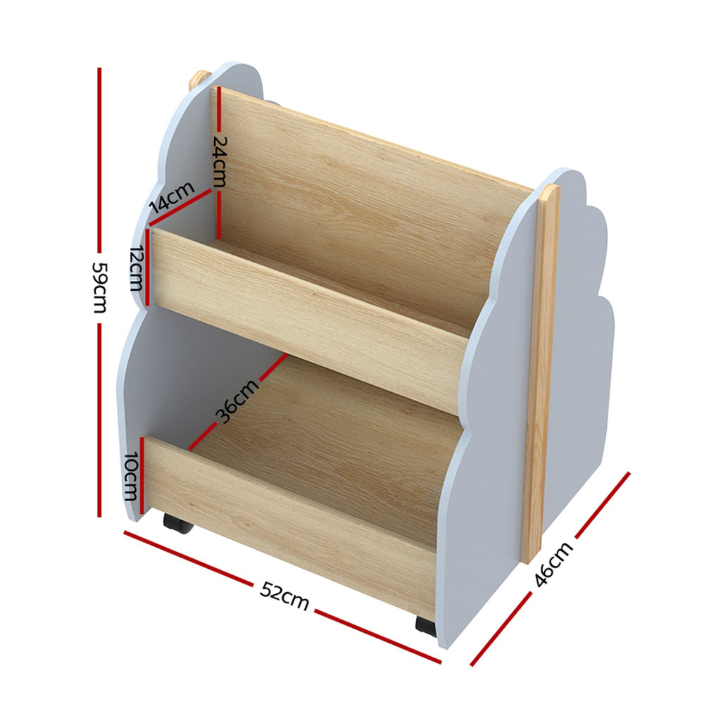 Wooden shelf with dimensions labeled on a white background
