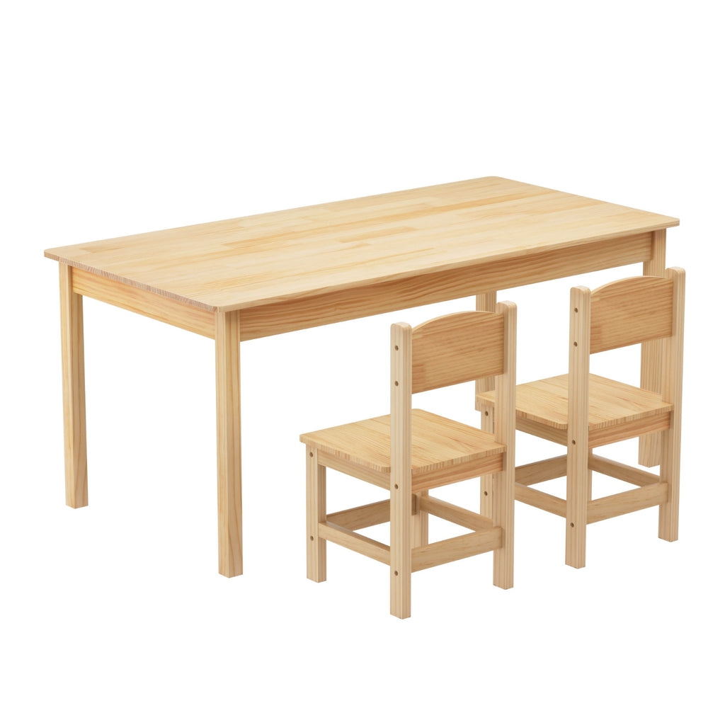 Wooden table and chairs set on a white background