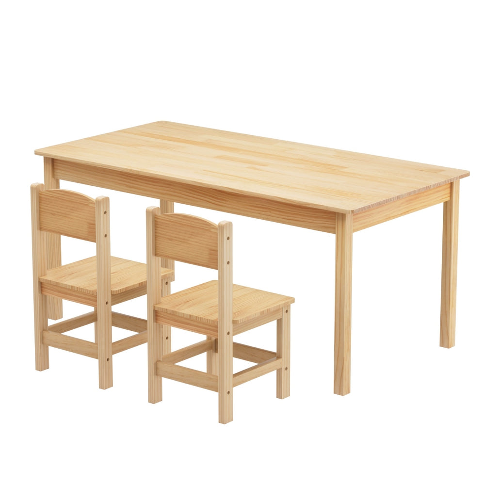 Wooden table and chairs set on a white background