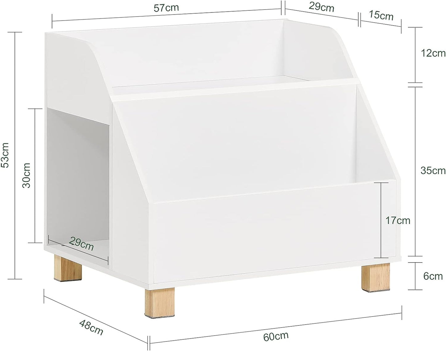 White pet cage with dimensions labeled on a white background